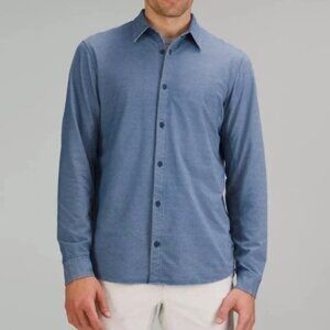 Lululemon Commission Long Sleeve Button Down Shirt in Mineral Blue | Medium